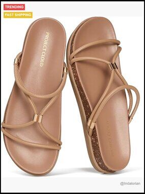 Eco-Crafted Leather Sandals with Plush Insole, Non-Slip Slides